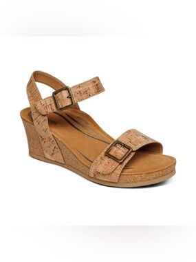 Aetrex Lexa Quarter Strap Wedge Sandals Cork Women's Size 7 - NEW W/o Box